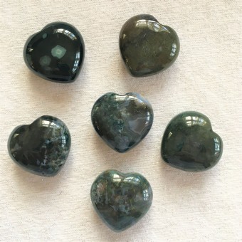 Moss Agate Heart  - 3cm