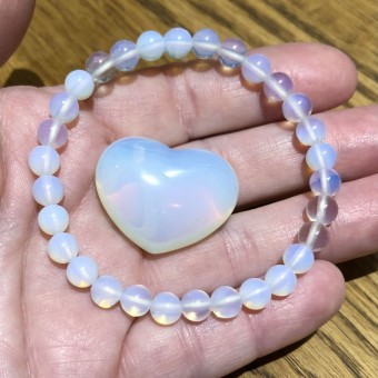 Opalite Heart & Bracelet Set