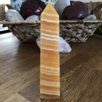 Orange Banded Calcite Obelisk 'A' - 13cm