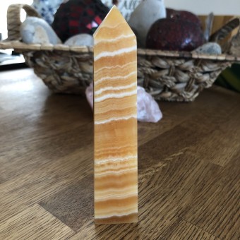 Orange Banded Calcite Obelisk 'A' - 13cm