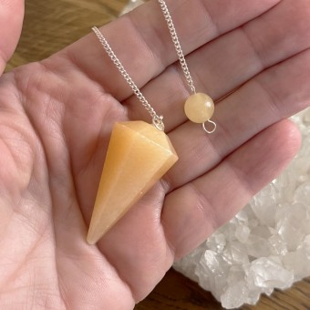 Orange Calcite Faceted Pendulum