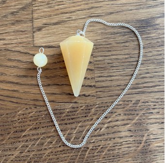 Orange Calcite Faceted Pendulum