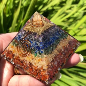 Orgonite Chakra Pyramid with crystal point - 