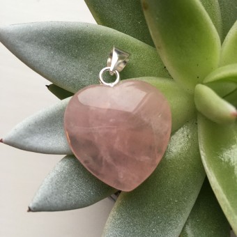 Rose Quartz 25mm Heart Pendant