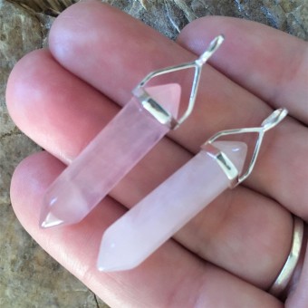 Rose Quartz Double Point Pendant (Sterling Si