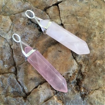 Rose Quartz Double Point Pendant (Sterling Si