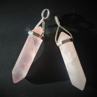 Rose Quartz Double Point Pendant (Sterling Si