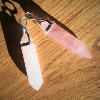 Rose Quartz Double Point Pendant (Sterling Si