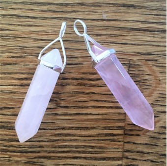 Rose Quartz Double Point Pendant (Sterling Si