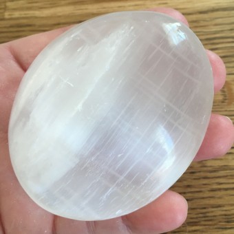 Selenite Flower of Life Palmstone - 7.5cm