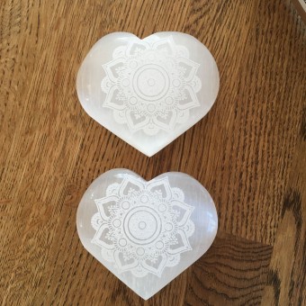 Selenite Mandala Flower Heart