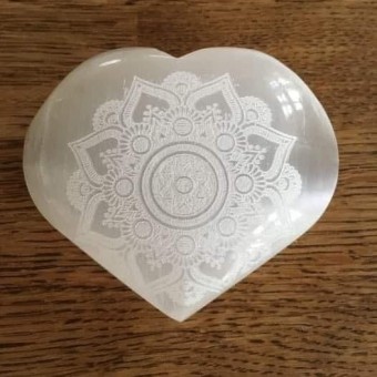 Selenite Mandala Flower Heart