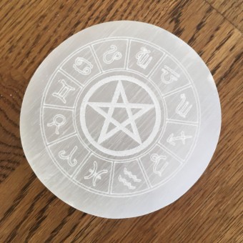 Selenite Zodiac Charging Plate - 8cm