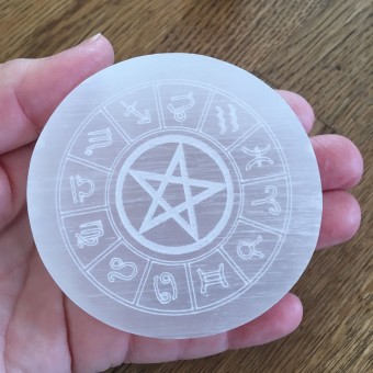 Selenite Zodiac Charging Plate - 8cm