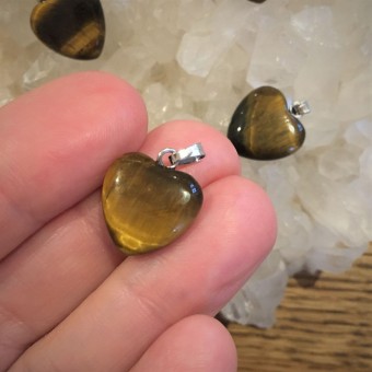 Tiger Eye 15mm Heart Pendant / Charm