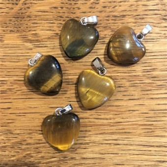 Tiger Eye 15mm Heart Pendant / Charm