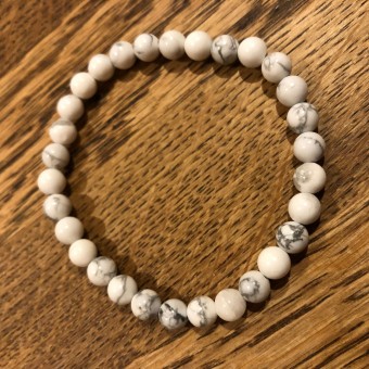 White Howlite 6mm Bead Bracelet