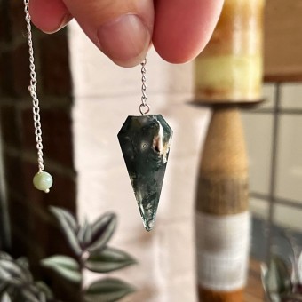 Moss Agate Faceted Pendulum 'A'