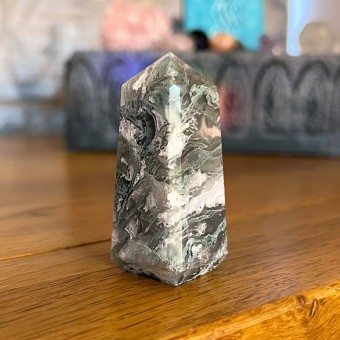 Green Moss Agate Tower -H - 5cm