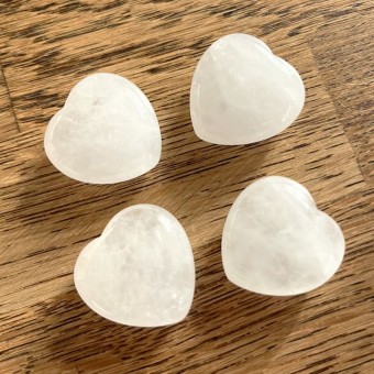 Clear Quartz Puff Heart 25mm