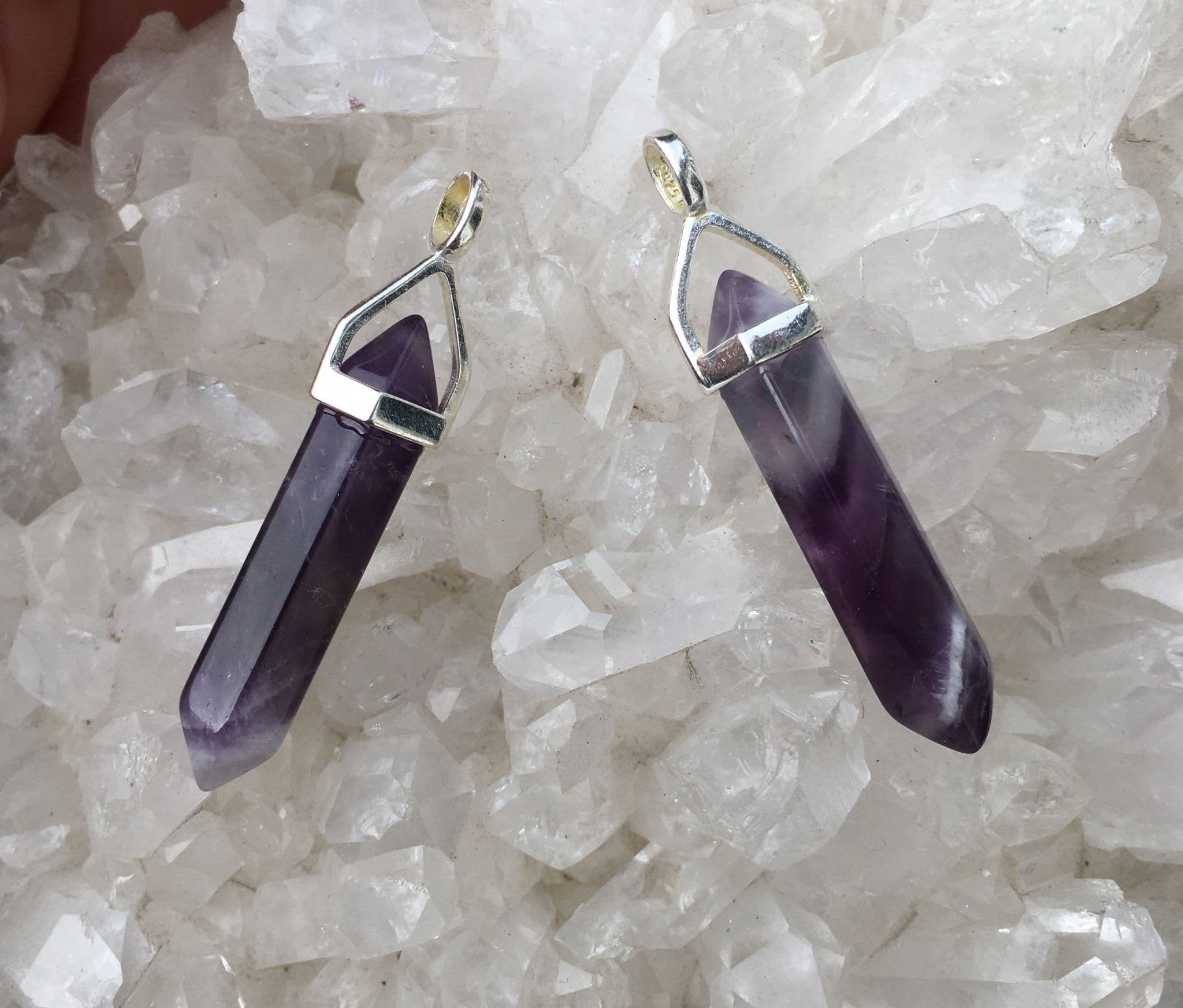 Amethyst double point pendant (Sterling silver)