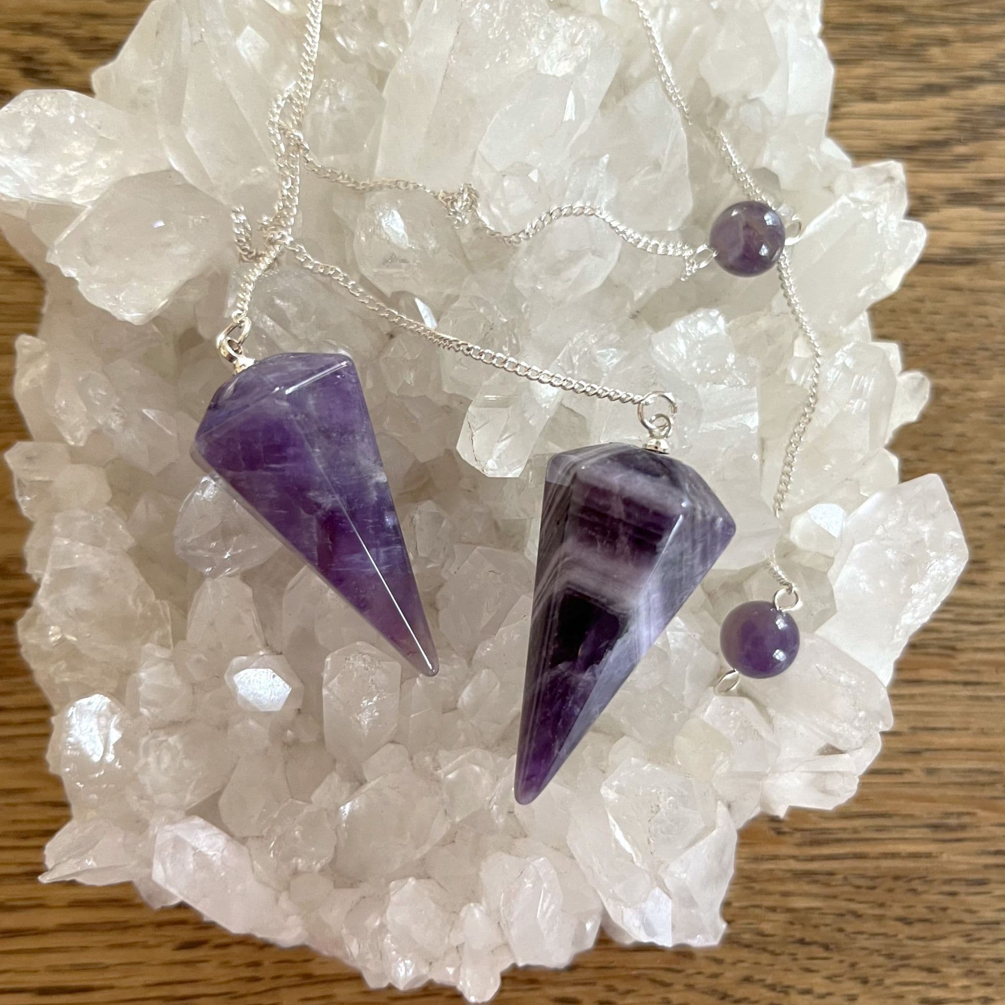 Amethyst faceted Pendulum with bead stopper