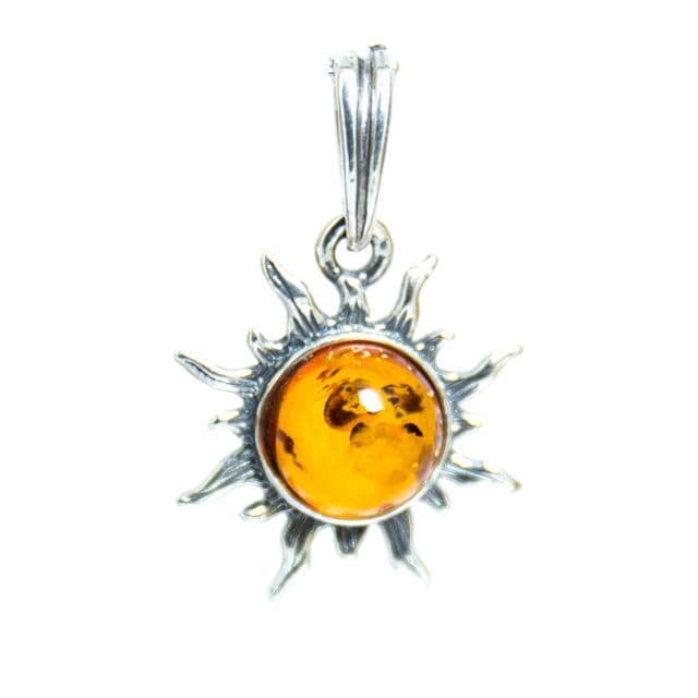 Baltic Amber Sun Pendant (Sterling Silver)