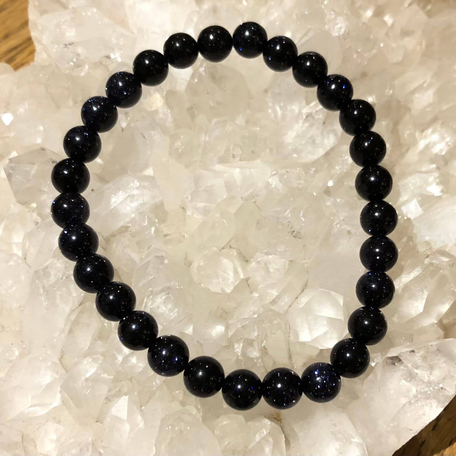 Blue Goldstone 6mm Bead Bracelet