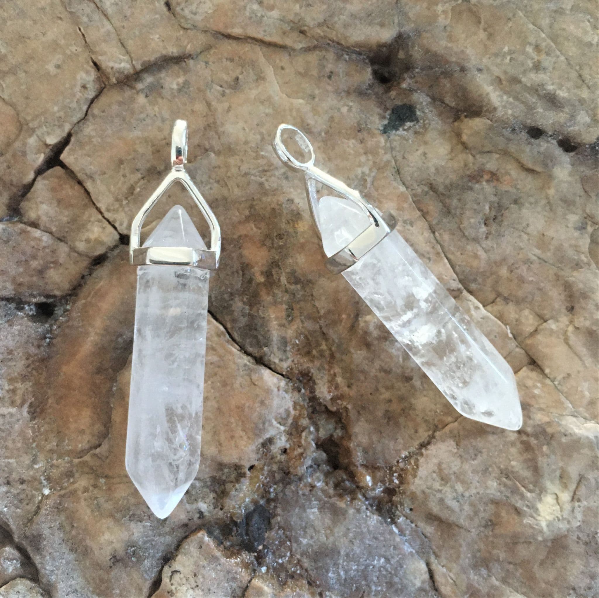 Clear Quartz Double Point Pendant (Sterling Silver)