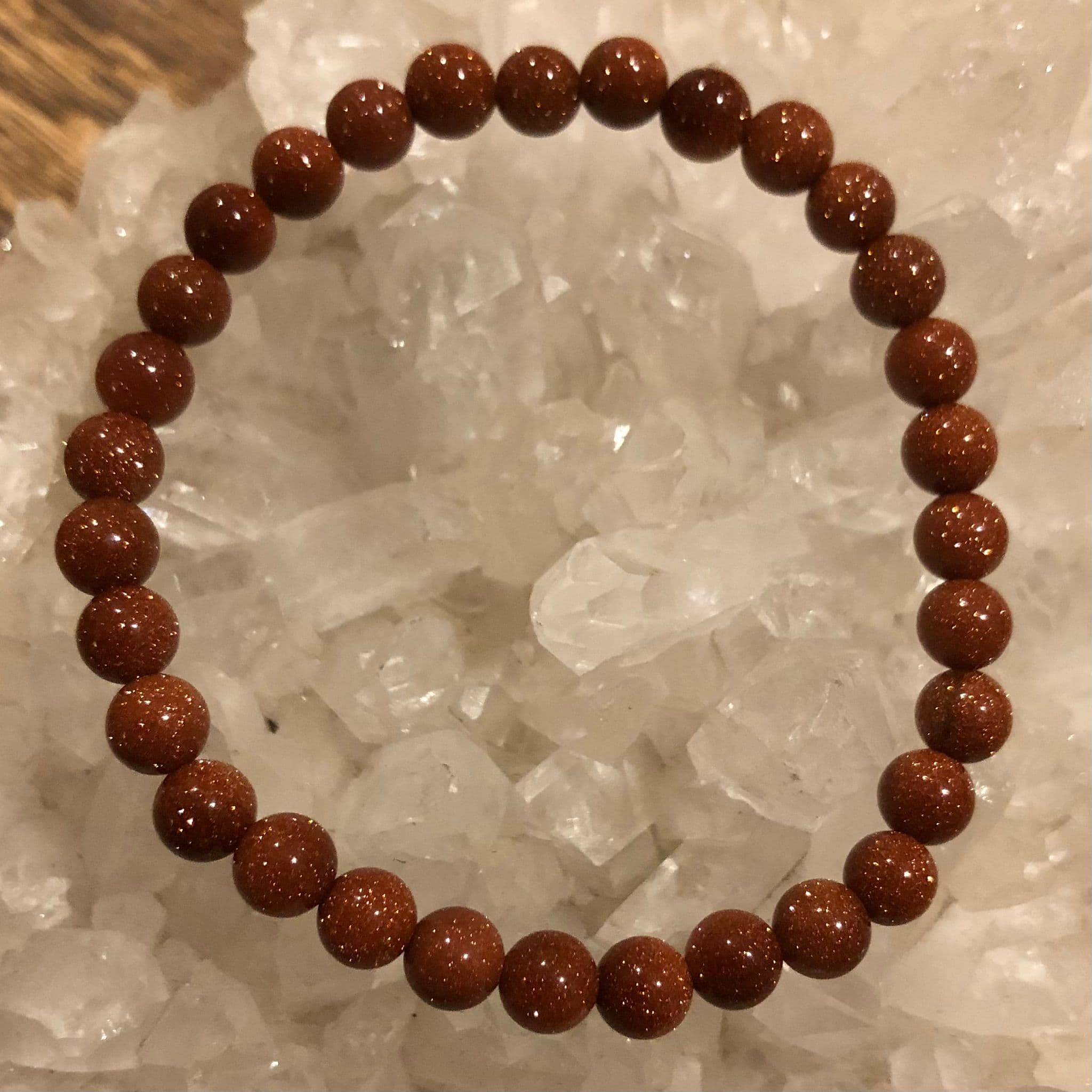 Gold Goldstone 6mm  Bead Bracelet