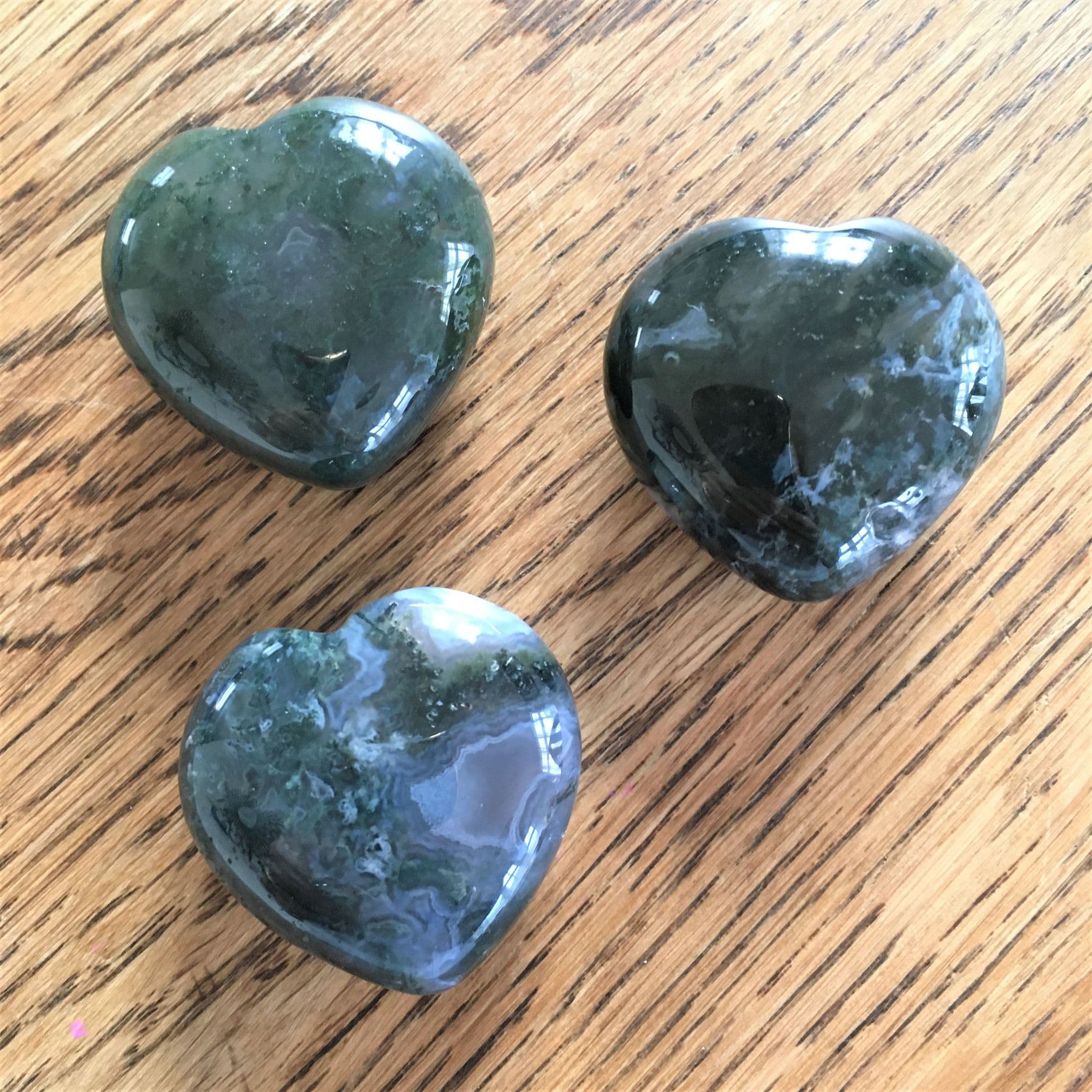 Moss Agate Heart  - 3cm