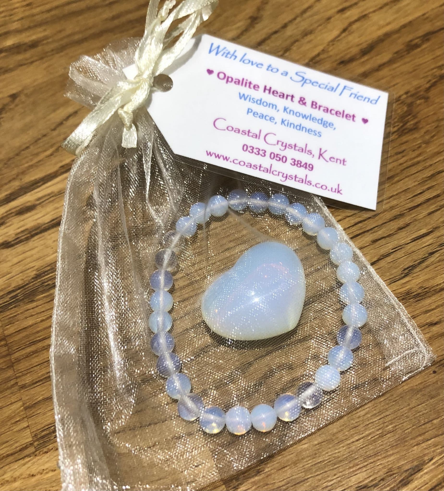 Opalite Heart & Bracelet Set