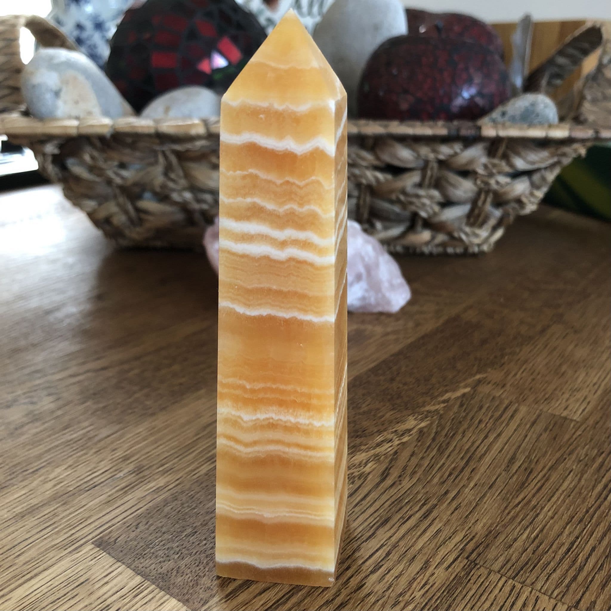 Orange Banded Calcite Obelisk 'A' - 13cm