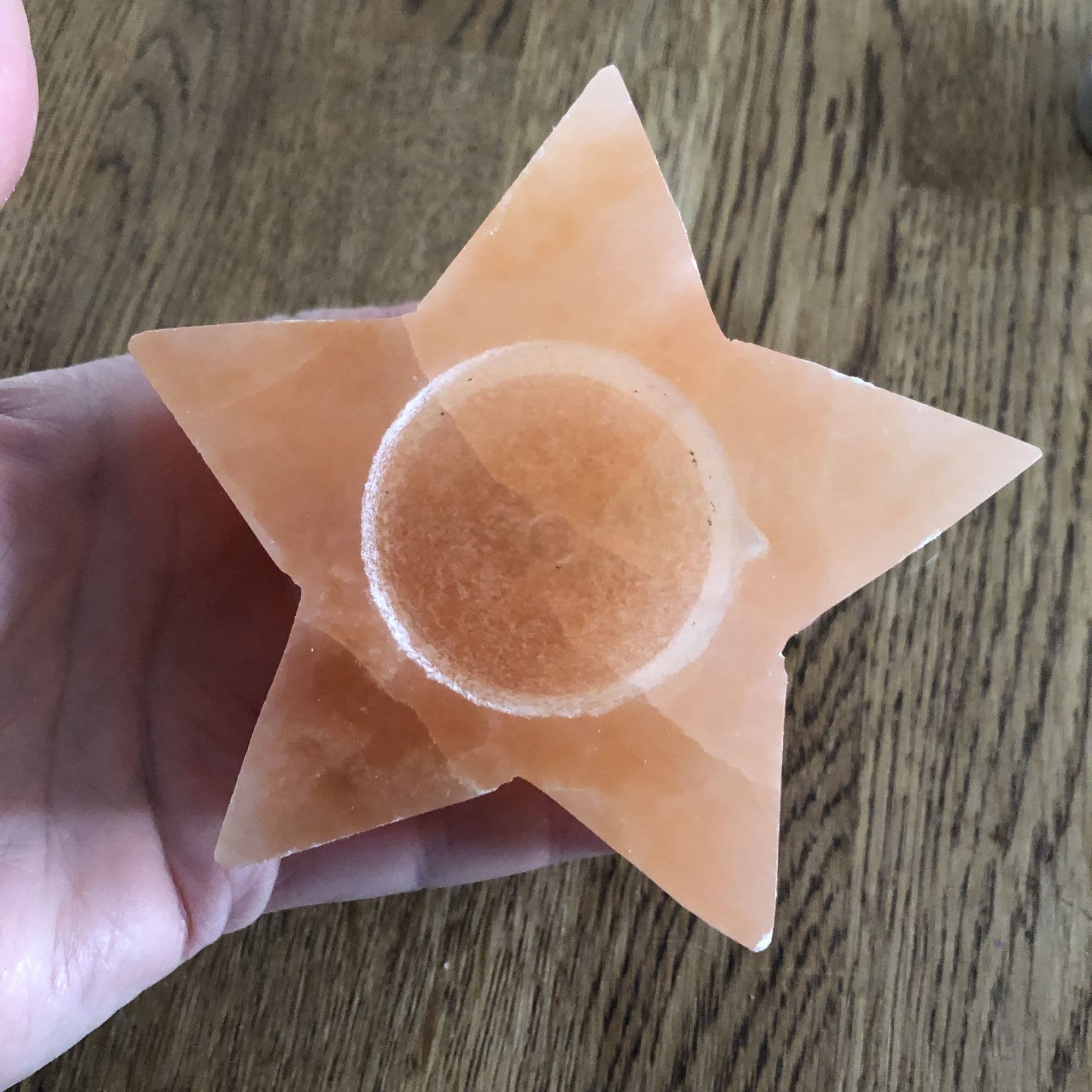 Orange Selenite Star Tea Light Holder