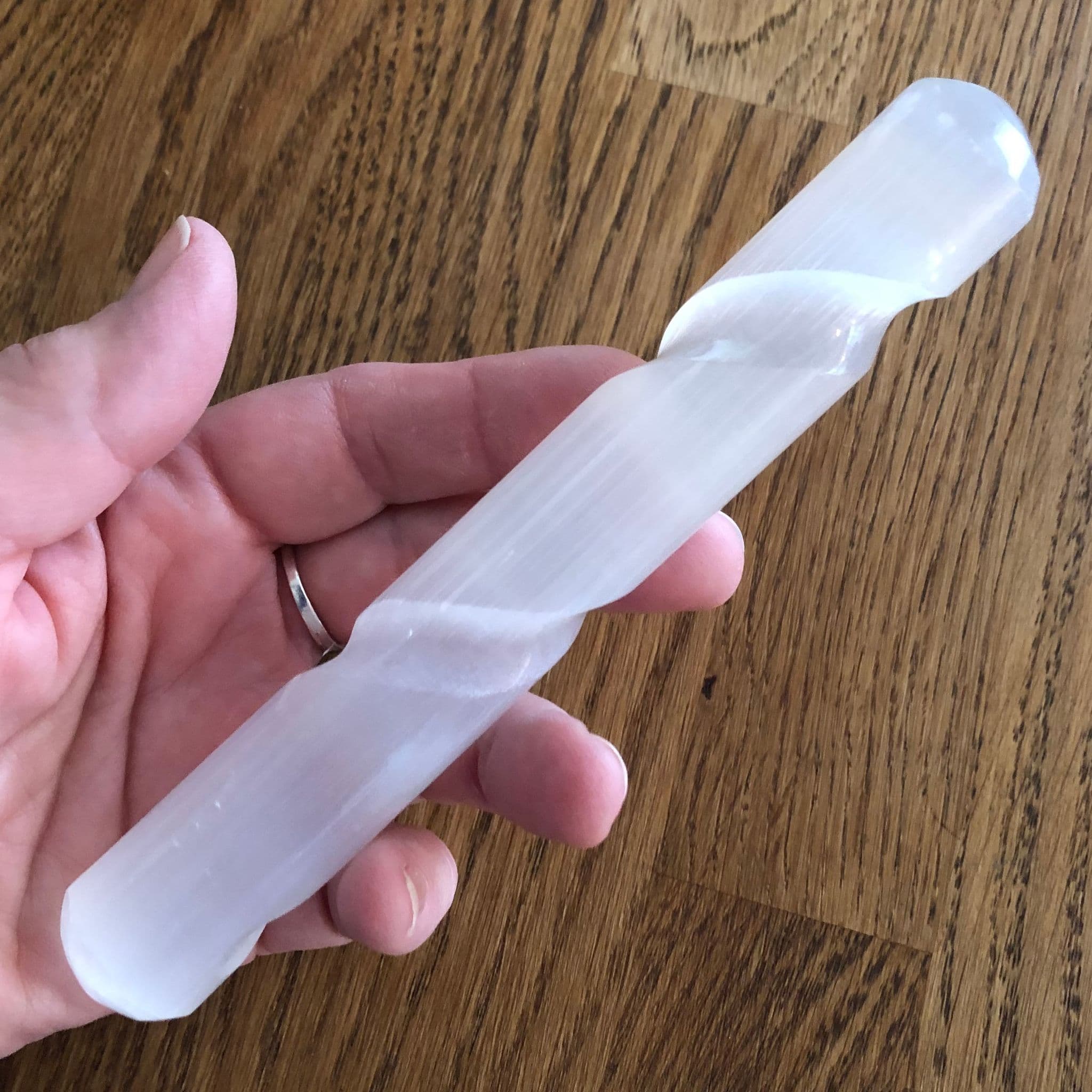 Selenite Spiral Rounded Wand