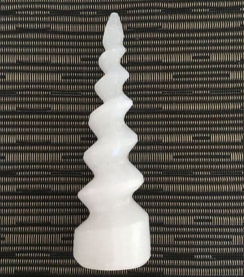 Selenite Spiral Tower 'Unicorn Horn' 15cm