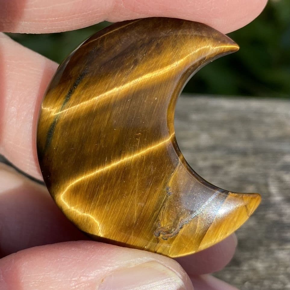 Tiger Eye Puff Crescent Moon