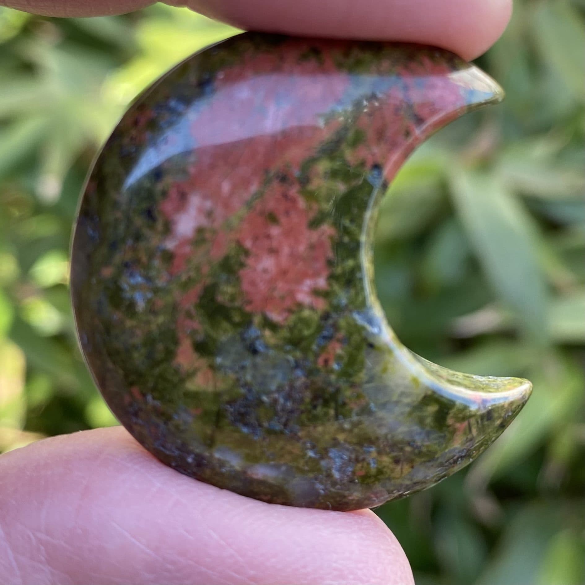 Unakite Puff Crescent Moon